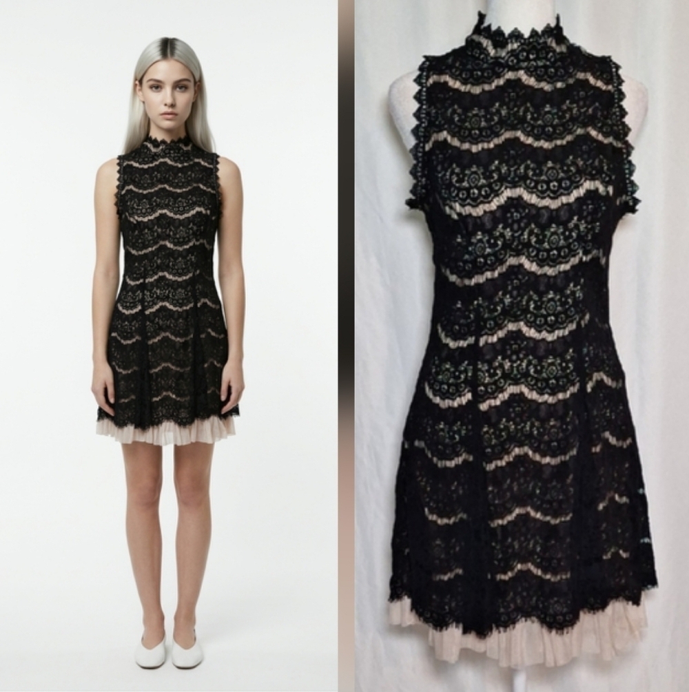 Black Tan Halter Sheath Mini Dress